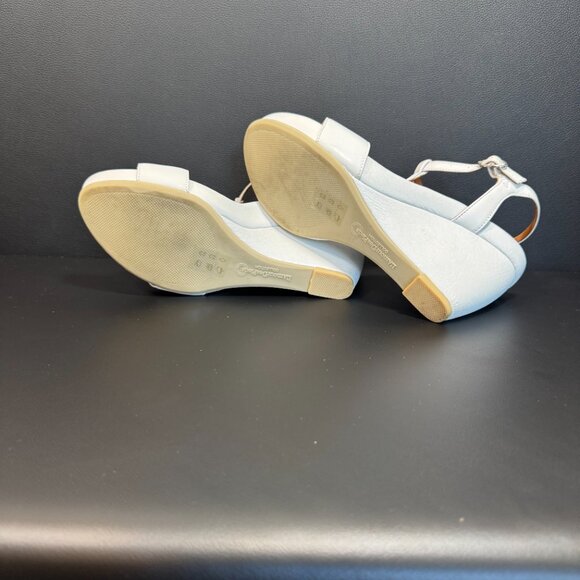 L'Amour Des Pieds T-strap Black Leather Wedge 8M - Picture 10 of 11